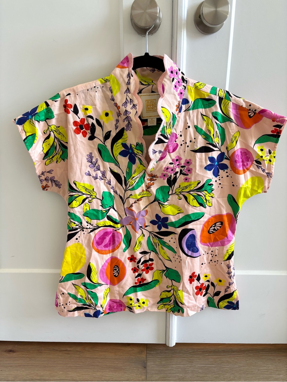 Emily McCarthy Scallop Neck Tropical Top